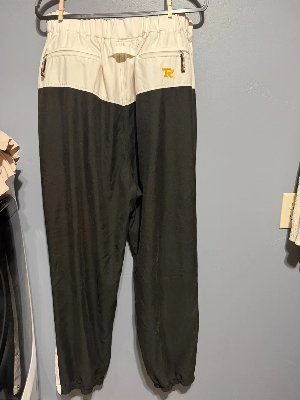 Rocawear Authentic Men's Snap-Down Track Joggers with Yellow Accents Y2K